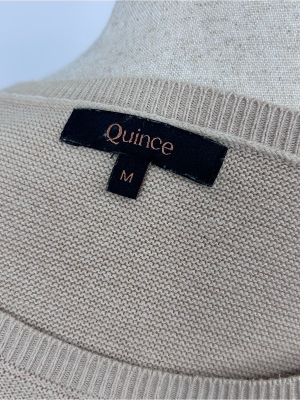 Quince Beige Knit Top Medium Minimalist Soft Neutral Capsule Sweater Tee - Picture 5 of 6